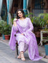 Women Plus Size Lavender Pure Cotton Kurta Set With Dupatta